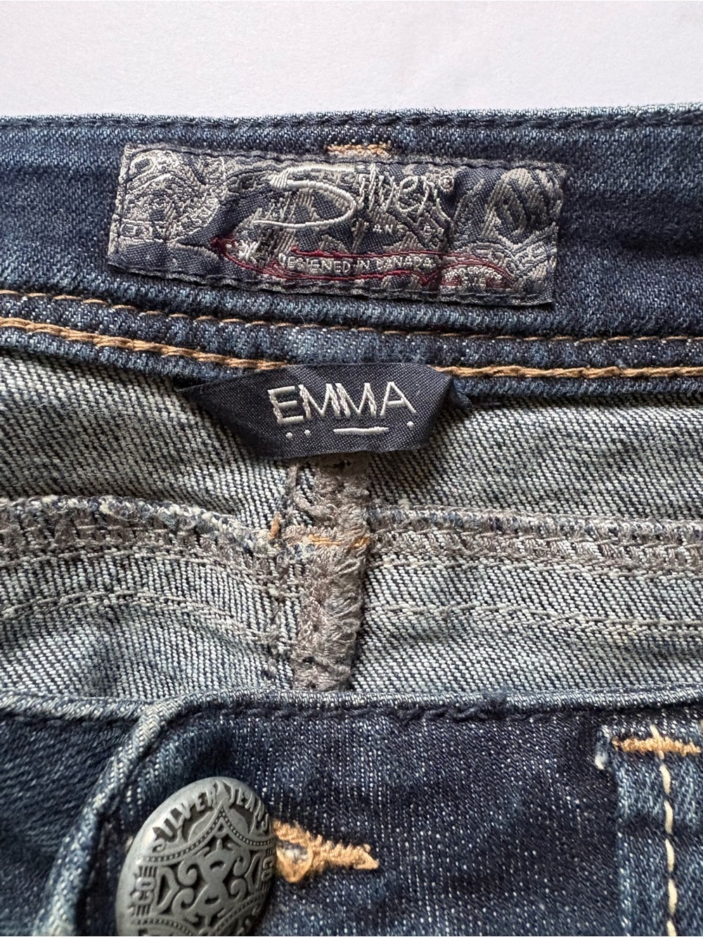 Silver Jeans Co. Emma Dark Wash Denim Mini Skirt Y2K Contrast Stitching, Sz 27 - Picture 4 of 13